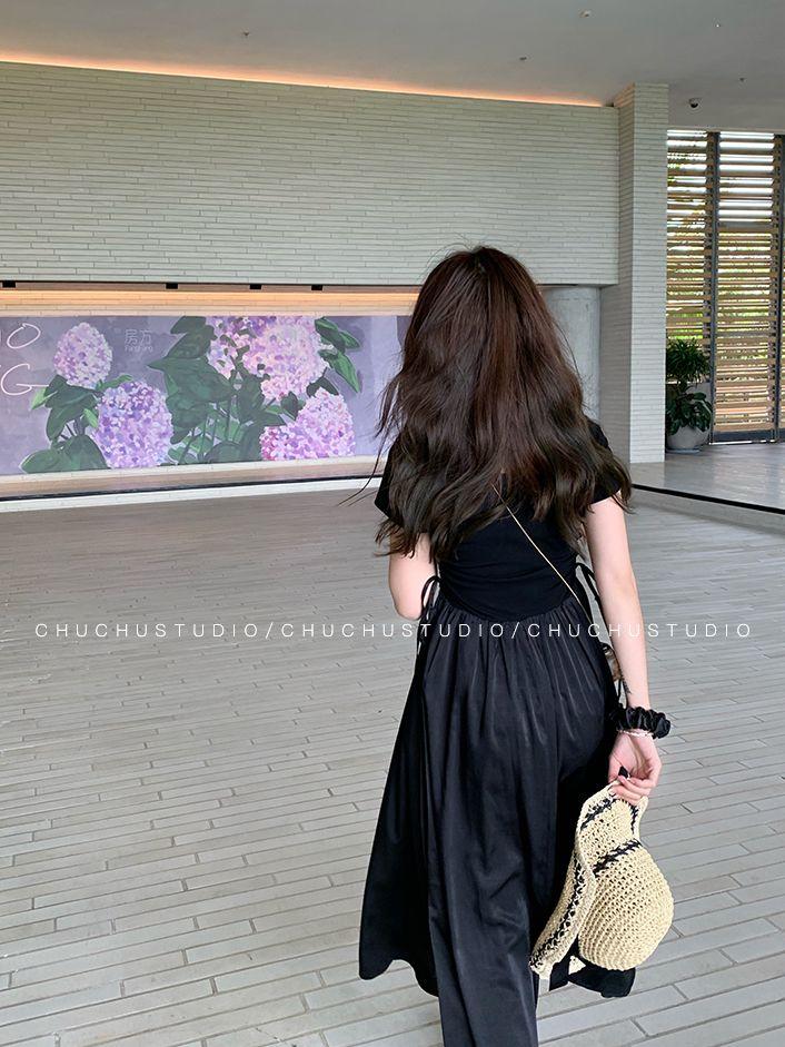 TOBE1SHOP Mùa xuân màu hồng Pháp ăn mặc nữ 2023 khí chất hiển thị gầy váy dài cao cấp Hepburn phong cách váy