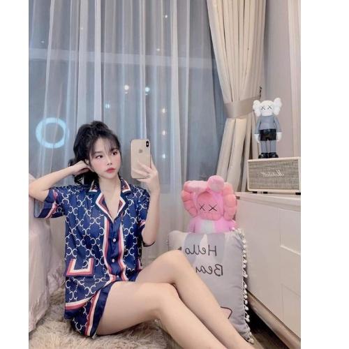 Đồ Bộ Pijama Lụa Pijama Lụa Áo Cộc - Quần Đùi