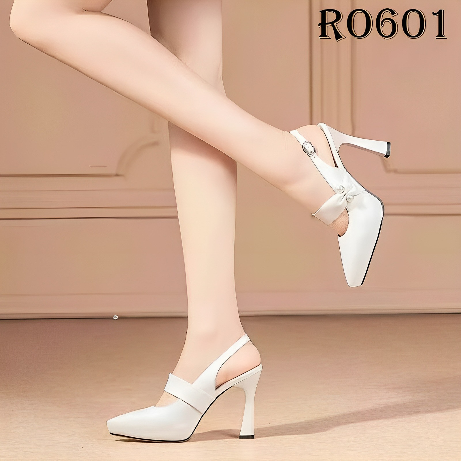 Giày sandal nữ cao gót 9 phân hàng hiệu rosata đẹp hai màu đen trắng ro601