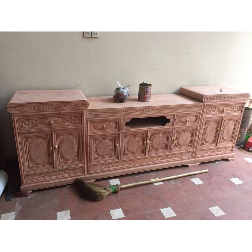 Kệ tivi mõ lõm gỗ hương đá