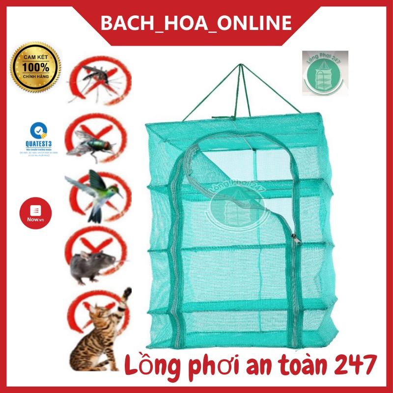 45x45x60cm Lồng lưới phơi khô thực phẩm phơi cá chống côn trùng treo 4 tầng để phơi cá khô có thể xếp gọn