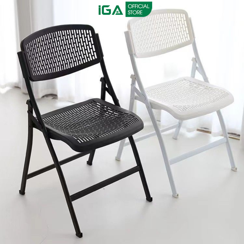 Ghế gấp gọn tựa lưng ngồi làm việc học tập, ghế văn phòng, ghế bàn ăn đa năng thương hiệu IGA - GN92