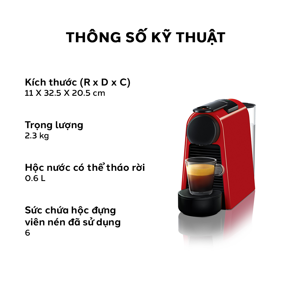 Máy Pha Cà Phê Viên Nén Nespresso Essenza Mini, Máy Pha Cafe, Espresso, Capuccino, 19Bar, 600ml, Nhập Đức, Màu Ngẫu Nhiên