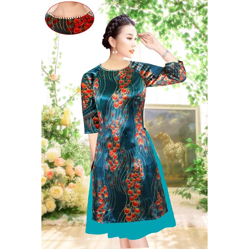 Áo dài cách tân vải nhung