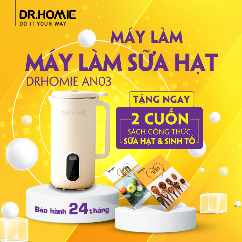 [Hàng Chính Hãng] Máy Làm Sữa Hạt Đa Năng DrHomie AN03 - Tiện Lợi, Dễ Dàng Sử Dụng