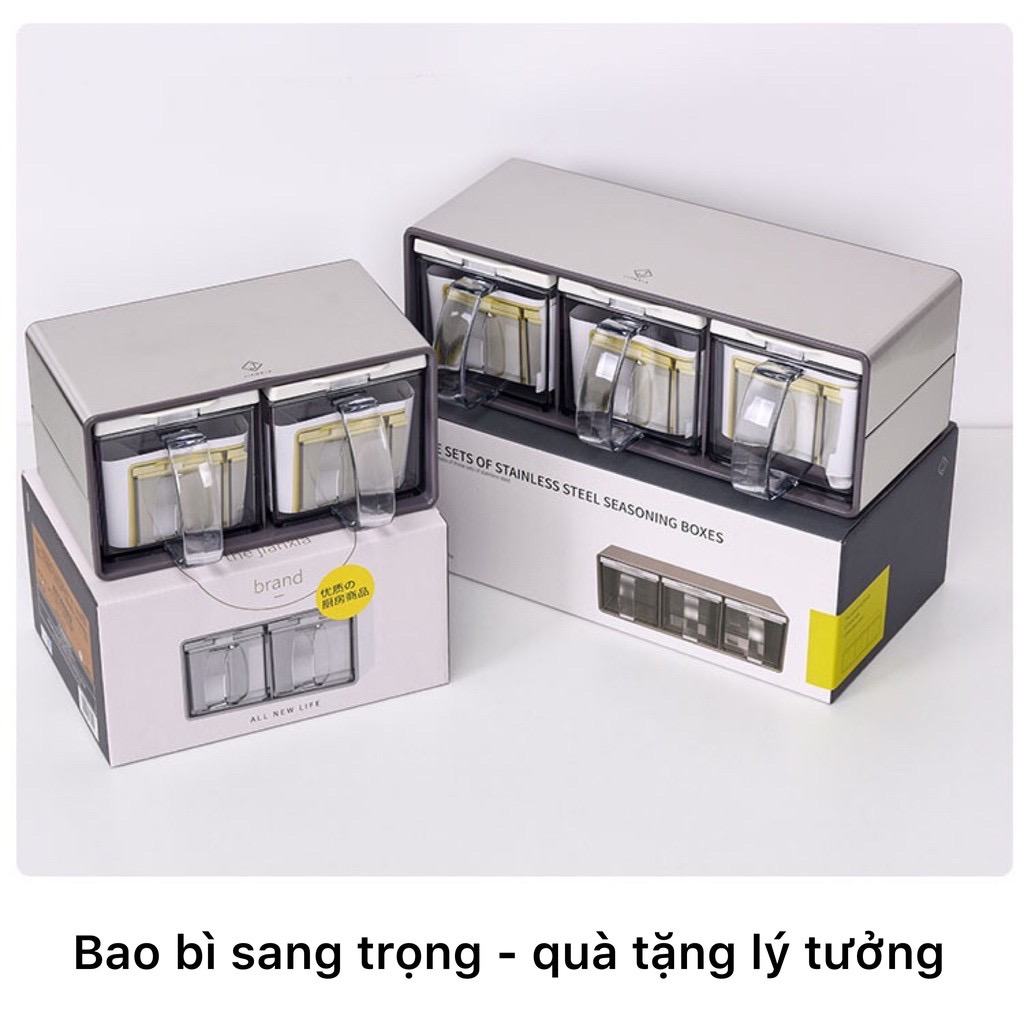 Bộ hũ, lọ đựng gia vị kèm muỗng phong cách hiện đại