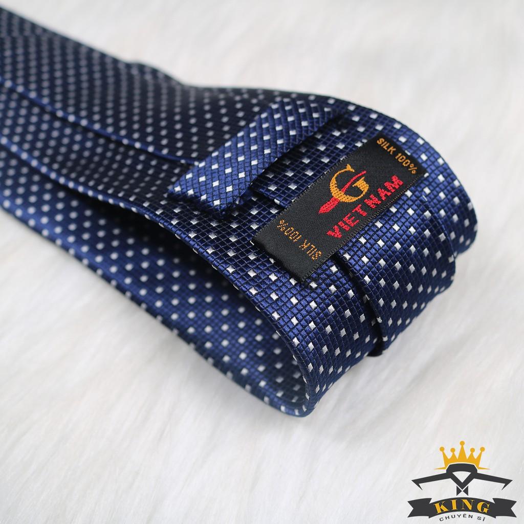 Cà vạt nam KING, caravat chấm bi công sở và chú rể vải lụa cao cấp giá rẻ C052