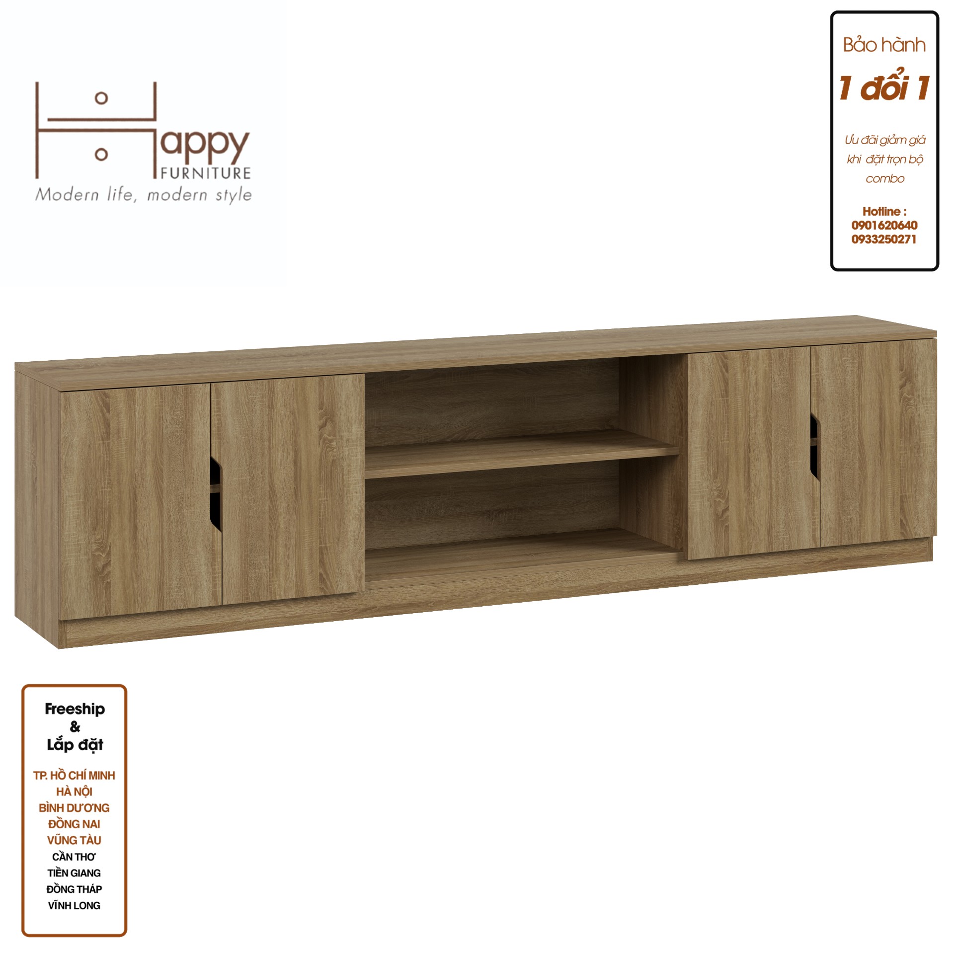 [Happy Home Furniture] DASH, Kệ Tivi 6 ngăn, 210cm x 35cm x 54cm ( DxRxC)   , KTV_006