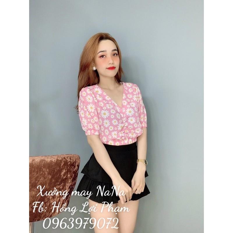 Áo kiểu tay phồng hoa nhí dễ thương