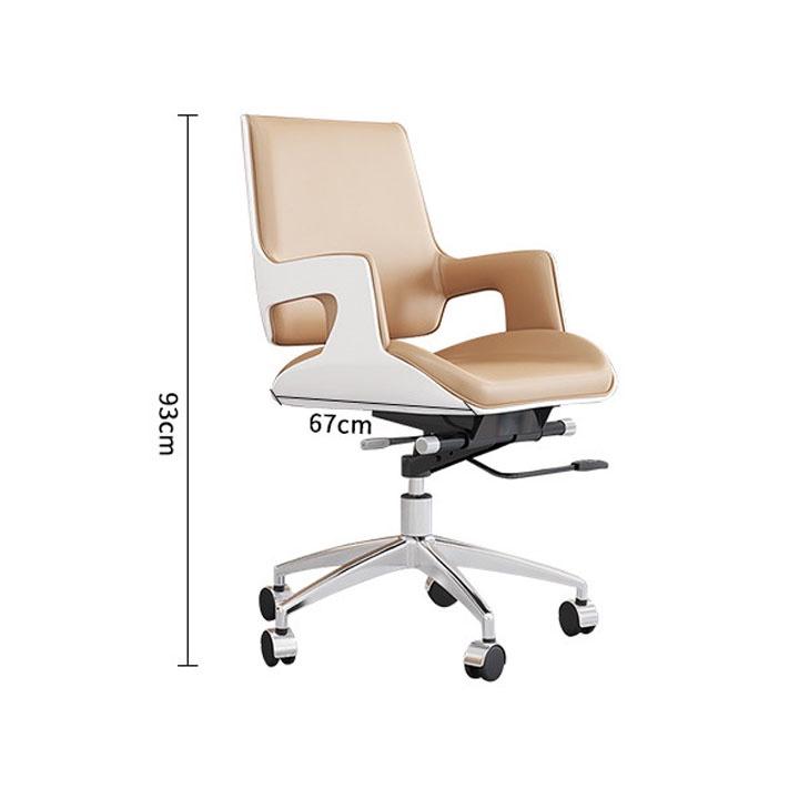 Ghế xoay văn phòng cho giám đốc lưng ốp gỗ bọc da PU cao cấp chống mỏi lưng BJ706, Ghế văn phòng khung thép chân xoay