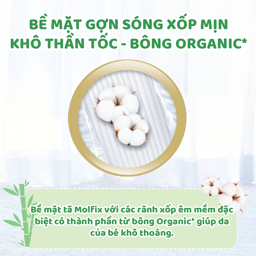 Tã/bỉm quần Molfix Thiên nhiên Ultra L (9kg - 13kg) - Gói 68+8 miếng