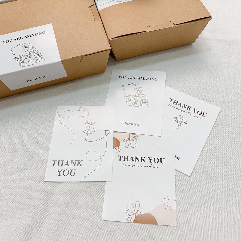 (4 Mẫu) Tem Dán Niêm Phong Hộp Carton Thank You - Nhãn Dán Hộp Quà Carton Sticker Thank You - Tem Dán Cám Ơn 7x10