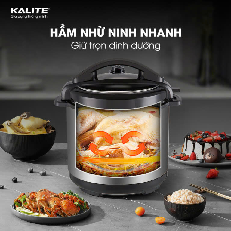 [Hàng chính hãng] Nồi áp suất Kalite KPC6088 - Hầm nhừ ninh nhanh, giữ trọn dinh dưỡng