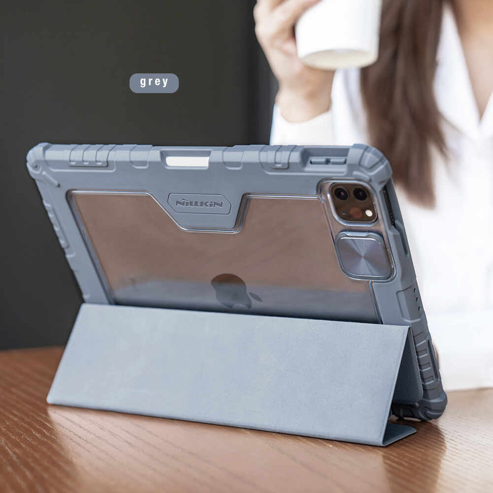 Bao da cho iPad Air 6 M2 11 inch 2024, iPad Air 6 M2 13 inch 2024 hiệu Nillkin Bumper Leather cover case Pro bảo vệ Camera, chống sốc, có khe để bút cao cấp - Hàng chính hãng