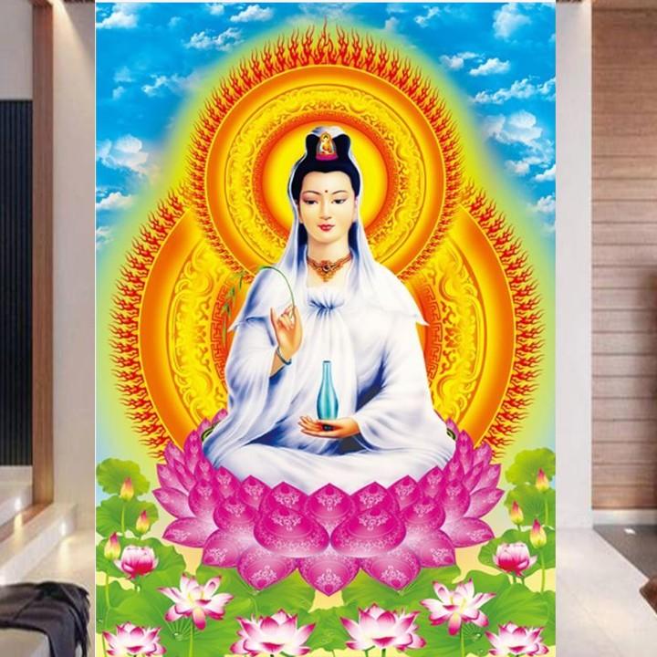 Tranh thêu Quan Âm hào quang 223177 - kích thước: 43 * 59cm.