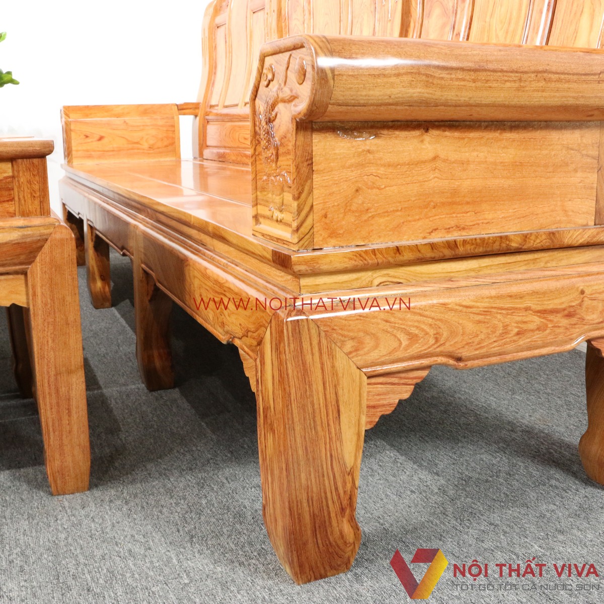 Bộ Bàn Ghế Salon Tần Thủy Hoàng Gỗ Hương Đá Chạm Tượng 6 Món Cao Cấp