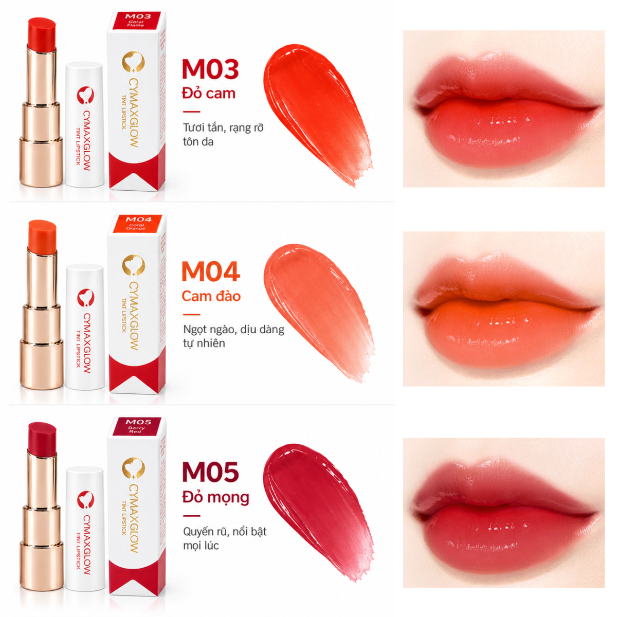 Son Tint CYMAX Glow Tint Lipstick - Son Dưỡng Môi Lên Màu Chuẩn, Nhập Khẩu Chính Ngạch Hàn Quốc