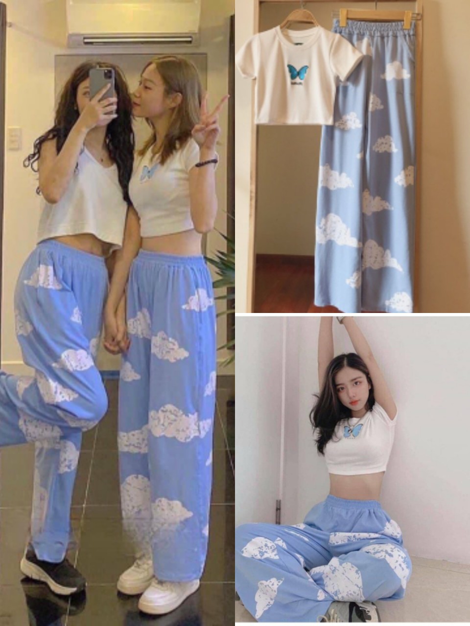 Bộ Quần Sky Áo Croptop Set Quần Jogger Kèm Áo Ngắn Cộc Tay X015