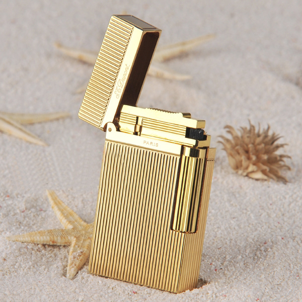 Vỏ Hột Quẹt Bật Lửa Upon D68V Họa Tiết Kẻ Dọc Màu Vàng - Dùng Gas Cao Cấp