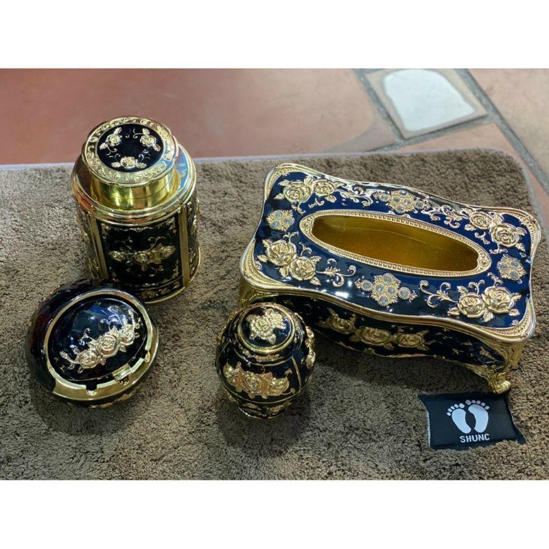 Set Hộp Giấy Ăn-Lọ Tăm-Gạt Tàn-Hộp Chè phong cách hoàng gia