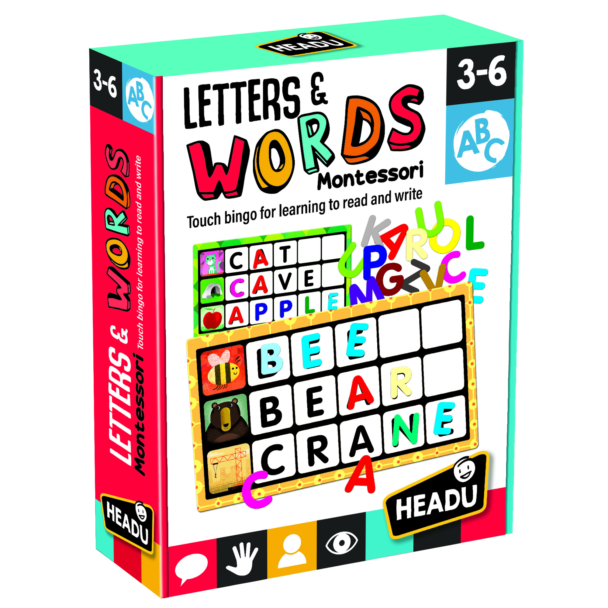 LETTERS&amp; WORDS MONTESSORI - Bộ thẻ chơi Bingo giúp phát triển khả năng đọc và viết tự nhiên cho trẻ từ 3-6 tuổi