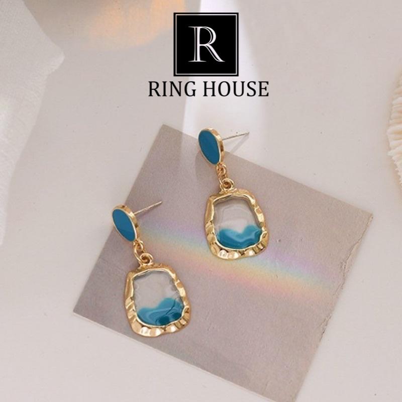 Bông Tai Khuyên Tai Nữ Phong Cách Vintage Xanh Đi Biển