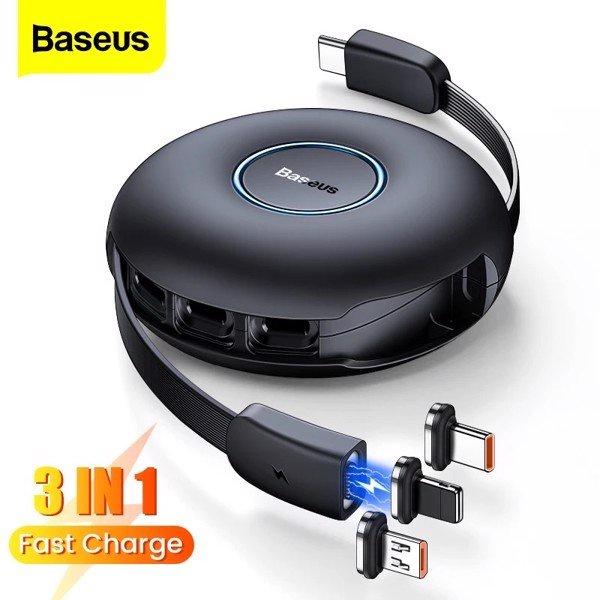 Cáp sạc 3 đầu từ tính Baseus Zinc Magnetic One-for-three Safe Fast Charging - Hàng chính hãng