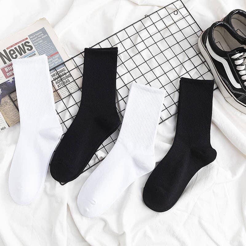 LÓ 10 ĐÔI TẤT LEN CỔ CAO MỘT MÀU VINTAGE CHO NAM NỮ