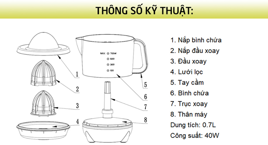 Hình ảnh Máy Vắt Cam Lock&Lock EJJ231 (40W) - Hàng chính hãng