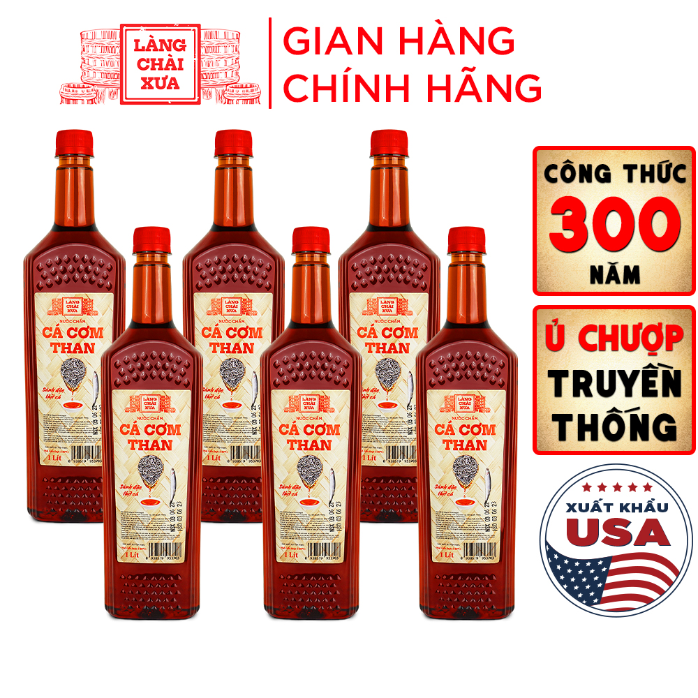 Đặc Sản Phan Thiết - Thùng 6 Chai Nước Chấm Cá Cơm Than Làng Chài Xưa Chai Nhựa Cao Cấp 1 Lítchai Đặc Biệt Thanh Dịu An Toàn Tiết Kiệm