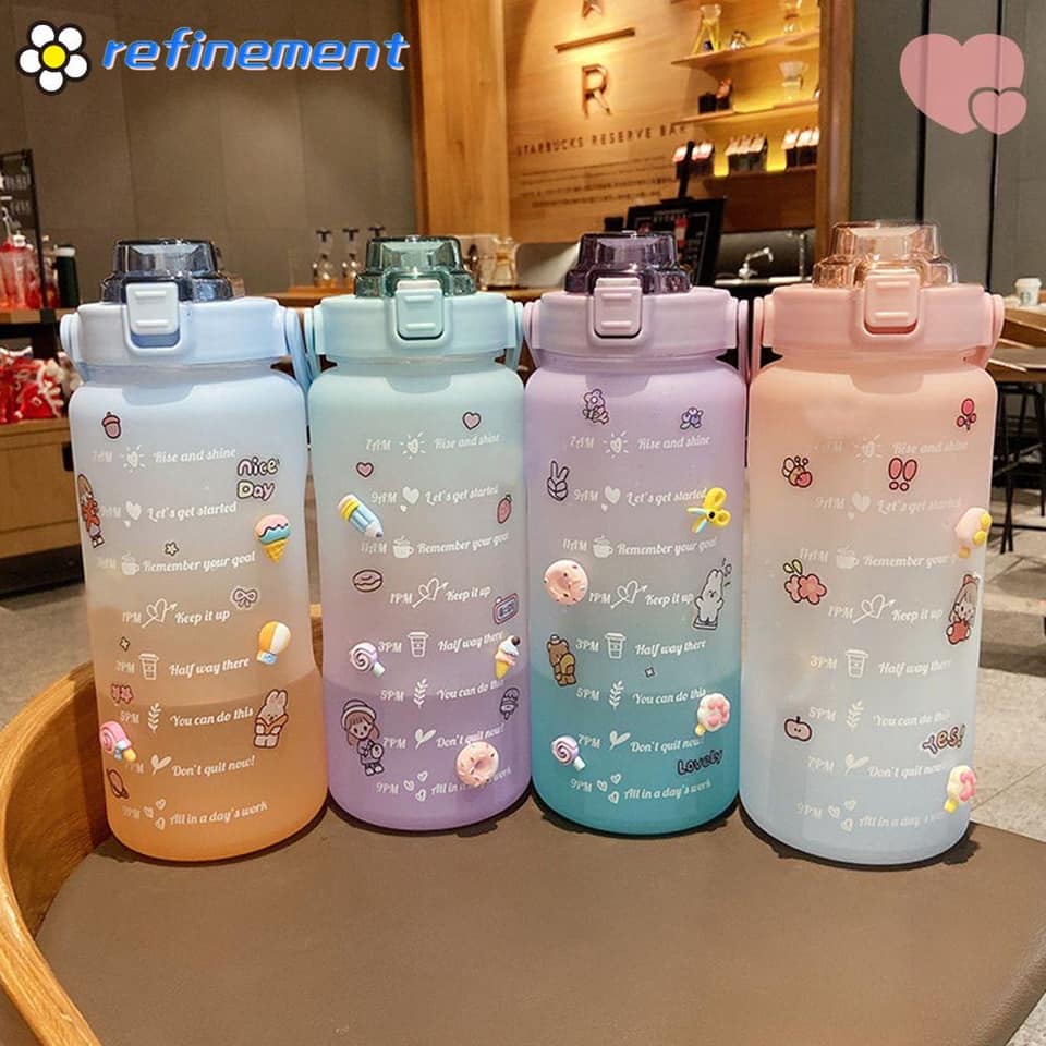 BÌNH NƯỚC CHIA VẠCH 2 LÍT GSPORT KÈM STICK ĐÁNG YÊU