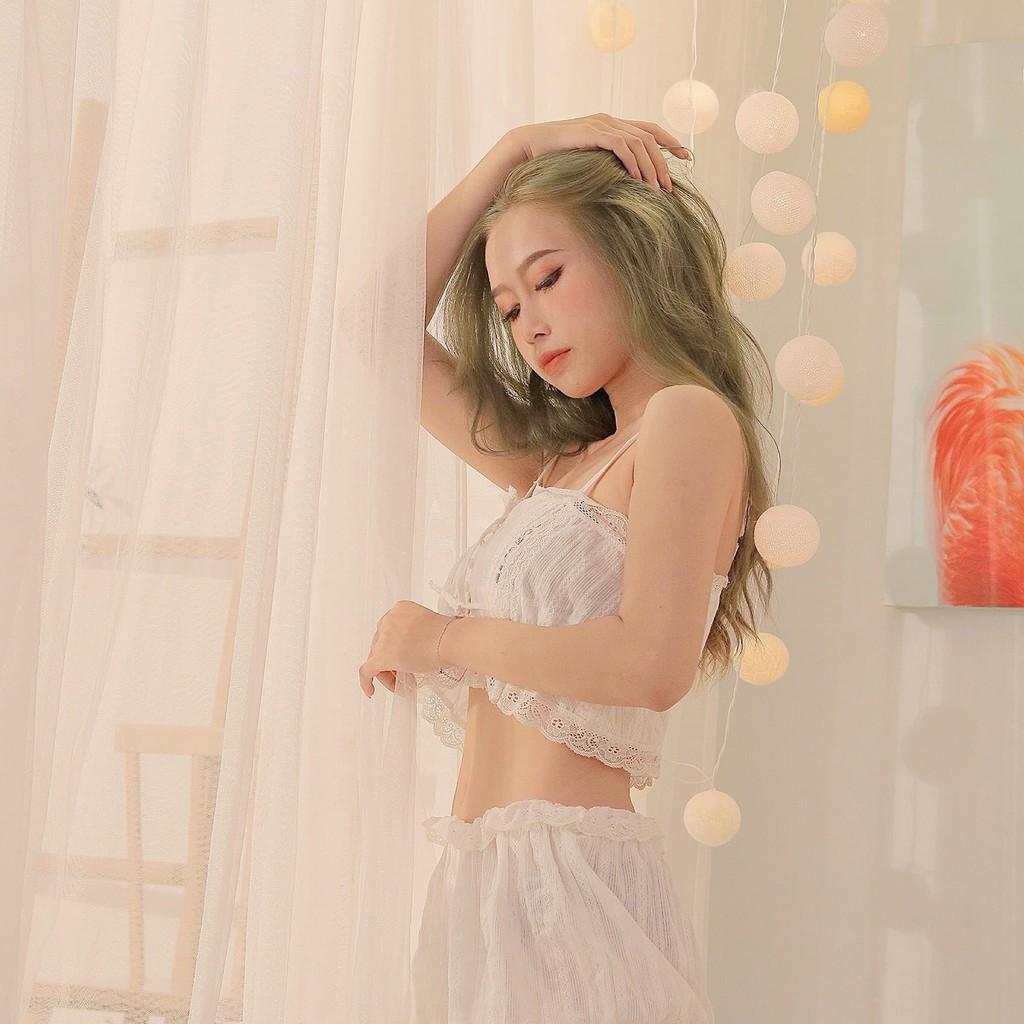 Bộ đồ ngủ sexy quần đùi áo croptop hai dây gợi cảm