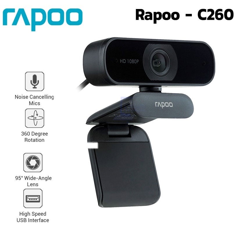 Webcam RAPOO C260 độ phân giải Full HD 1080P -  Hàng chính hãng