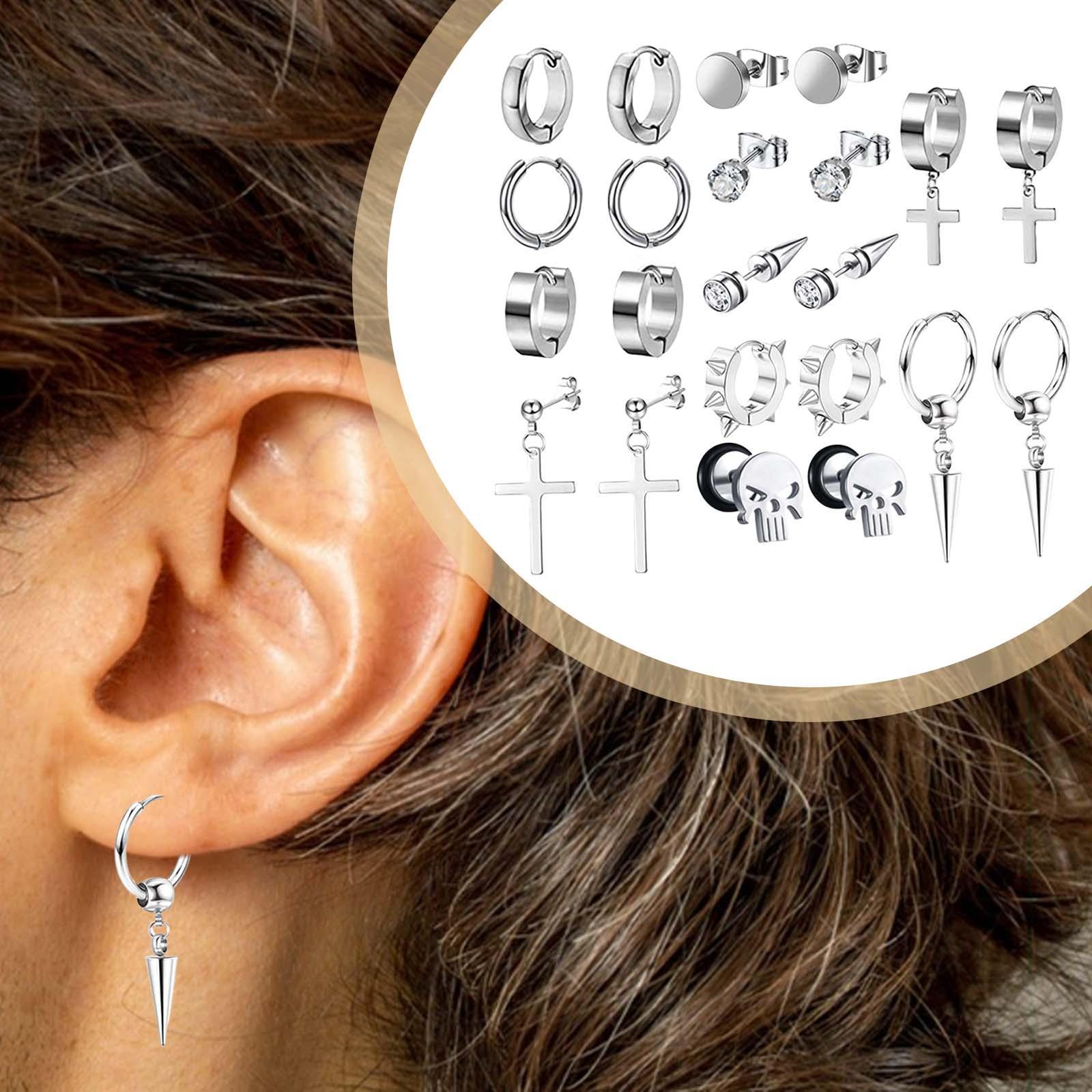 Cross Dangle Earrings Long Chain Stud Dangle Earrings Set for Men Women Prom