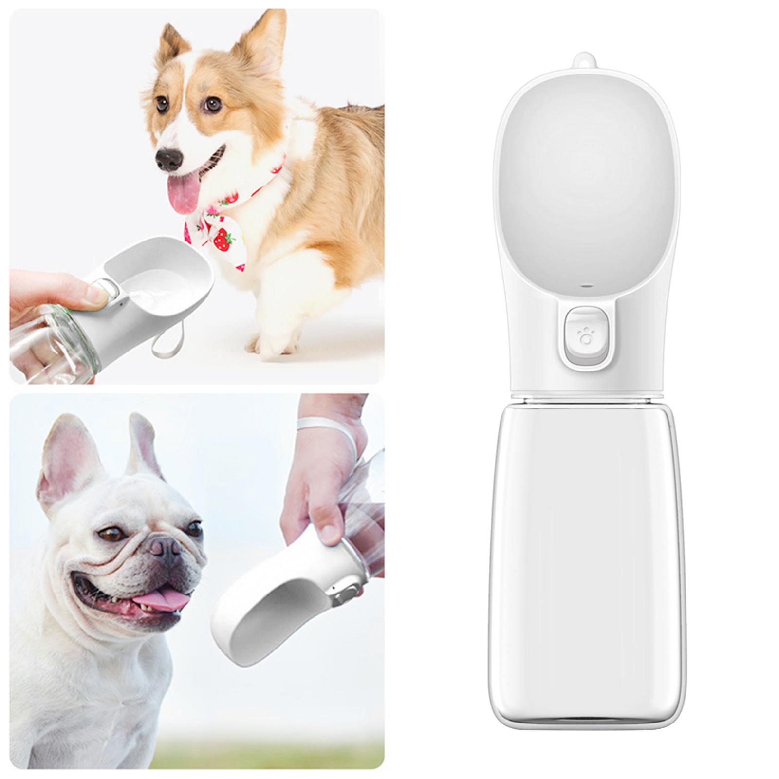 2 in 1 Dog Water Bottle Cat Water Dispenser Food Bowl Feeder Pink 350ml