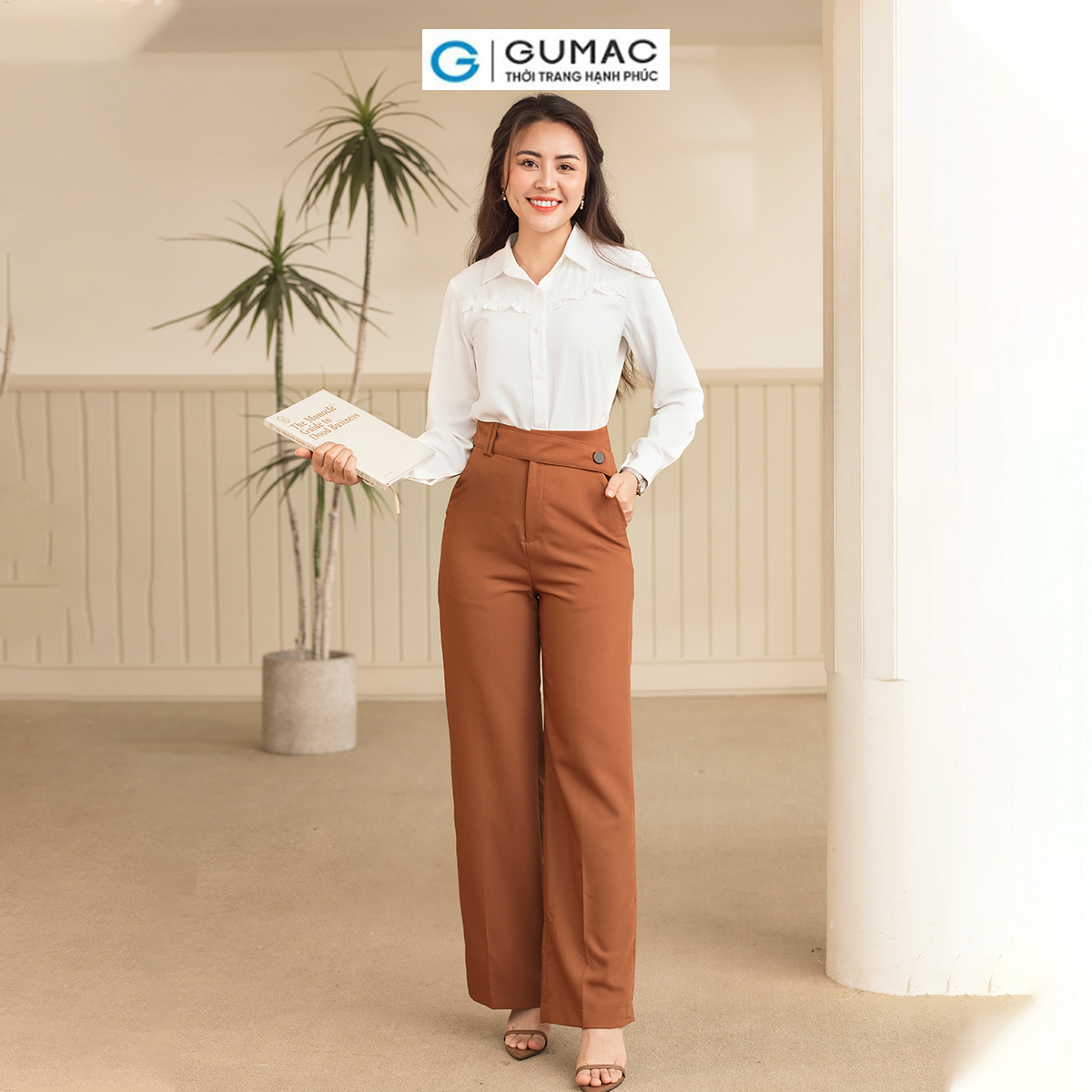 Quần tây nữ cài dây lưng thanh lịch tôn dáng sang trọng thời trang GUMAC QD06021 - QC10046