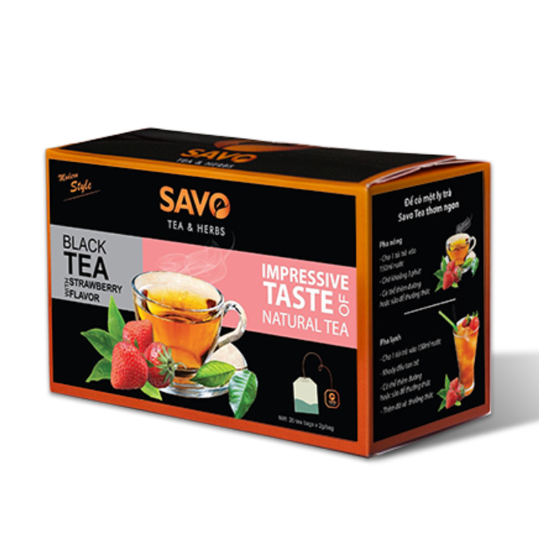 Trà SAVO Dâu (Strawberry Tea) - Hộp 25 Gói x 2g