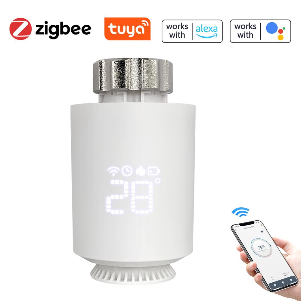 Tuya Zigbee Thermostatic Radiator Valves Intelligent Wireless Mobilephone App Control Home Heating Thermostat Temperature Controller Radiator Thermostat Compatible with Amazon Alexa Google Home