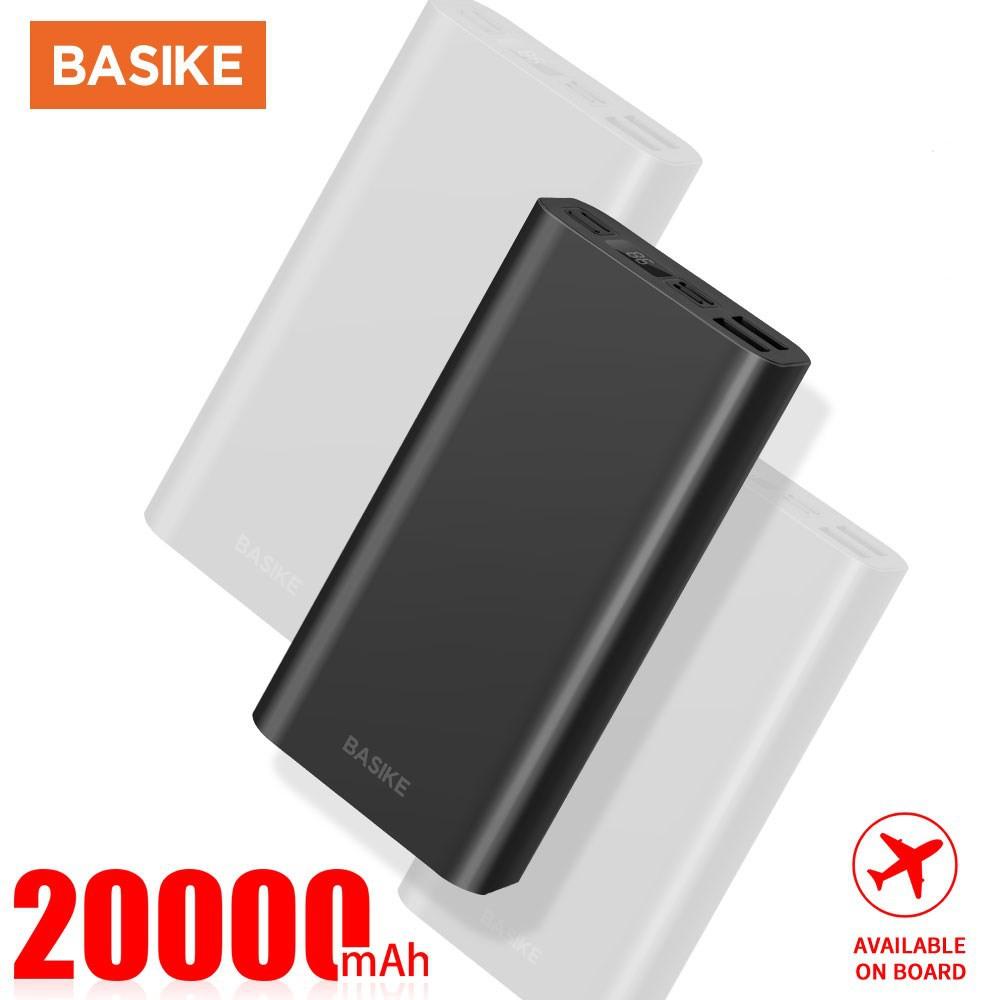 Sạc Dự Phòng BASIKE 20000mAh 2 Cổng USB Màn Hình LED Kỹ Thuật Số Cho iPhone Huawei Samsung Xiaomi OPPO Realme-Hàng chính hãng