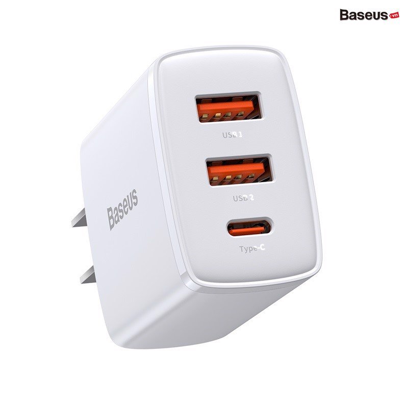 Củ sạc nhanh Baseus compact quick charger 3 cổng 2A1C 30W- hàng chính hãng