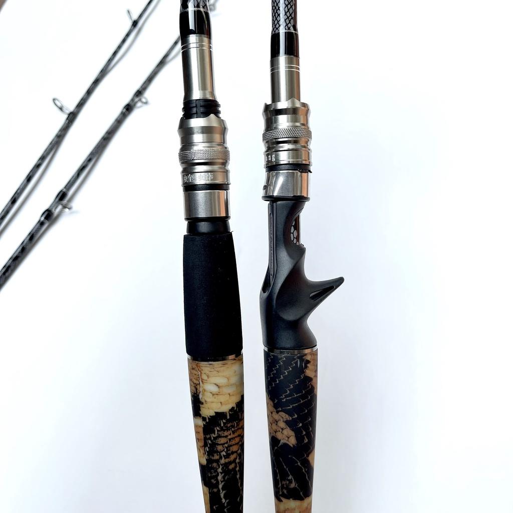 Cần câu lure 2 khúc cao cấp Snake Rod Phukiencaulure25 Cần câu lure chất liệu carbon phủ họa tiết da rắn cực đẹp