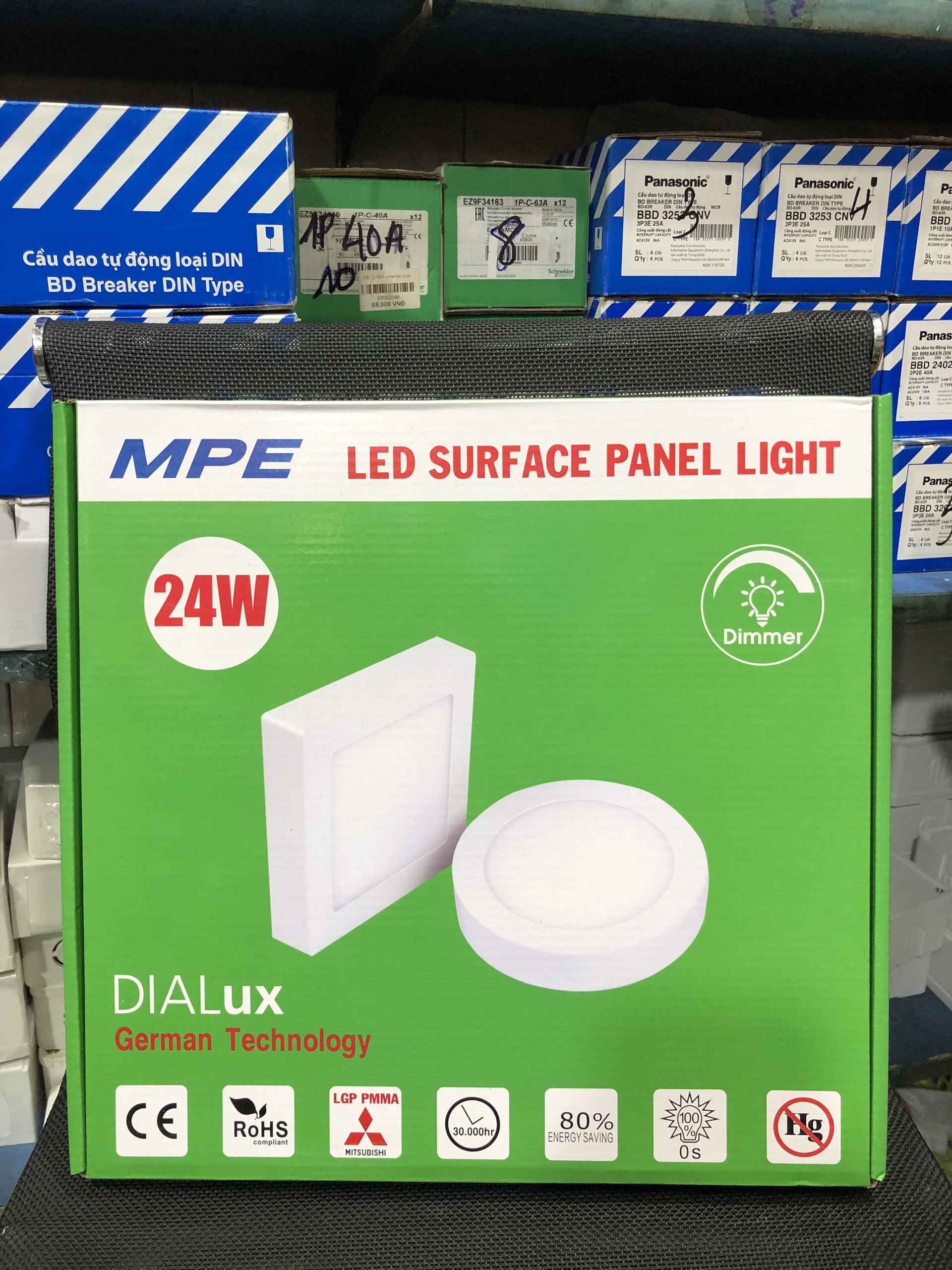 Đèn led panel ốp trần nổi tròn công suất 24W MPE (3 loại ánh sáng trắng-vàng-3 màu)