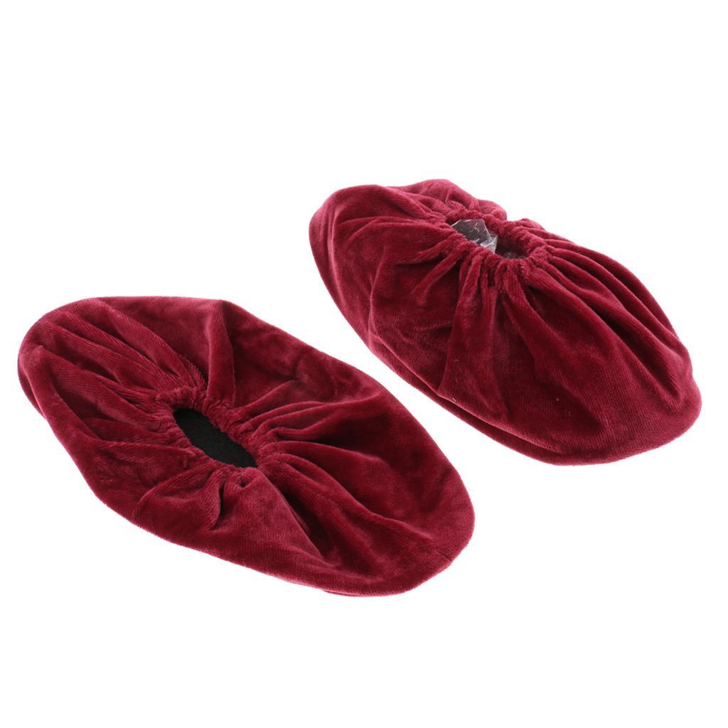 2x Velvet Shoe Covers Anti-Slip Household Overshoes with Sole for Age 3-12 Kids