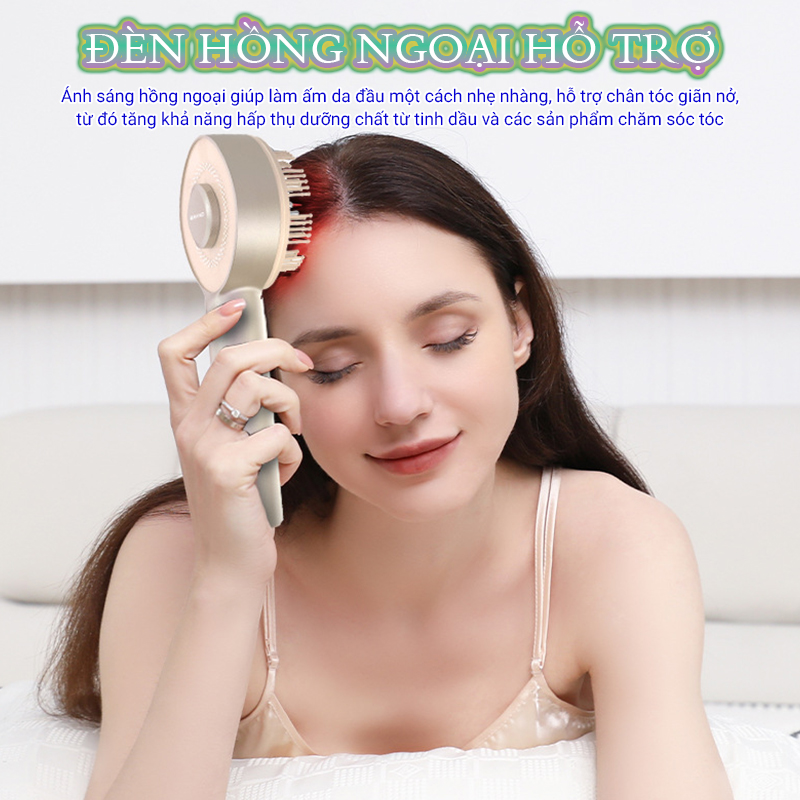 Lược massage đầu thư giãn Nikio NK-112 - Công nghệ EMS kết hợp hồng ngoại, chống nước