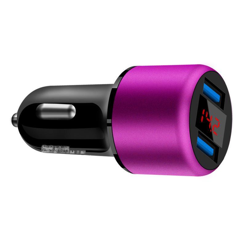 Đảm Bảo Chất Lượng Màn Hình Mới Hợp Kim Nhôm Sạc Xe Hơi 5V3.1A Dual USB Đa Năng Hào Quang Màn Hình Hiển Thị Kỹ Thuật Số Sạc Xe Hơi