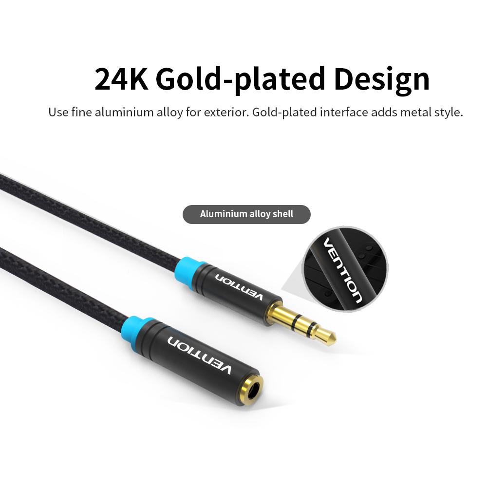 Cáp mở rộng âm thanh 3,5 mm Male to Female AUX cho điện thoại thông minh trên ô tô PC MP3 VENTION