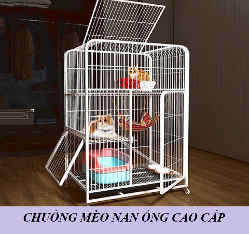 [MẪU HOT] Chuồng Mèo Nan Ống Cao Cấp 1m1 - Chuồng Lớn - Màu Trắng, Đen