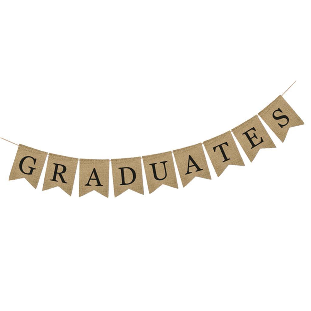 Burlap Grad Banner Decoration Sign 2019 Graduation Party Supplies