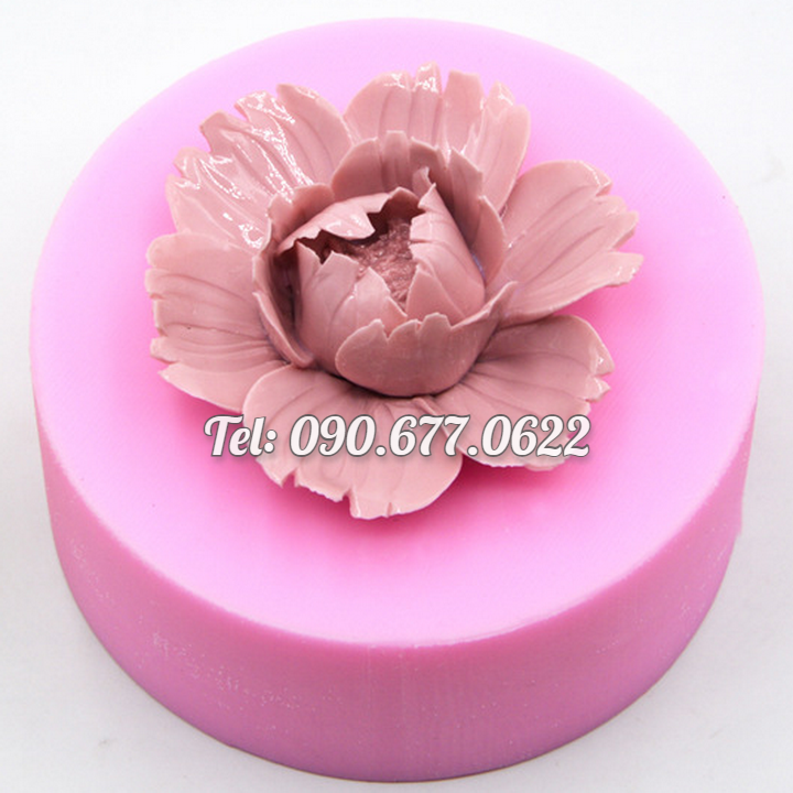 Khuôn rau câu silicone hoa mẫu đơn tầng cánh cúp loại 8 cm - Mã số 1636