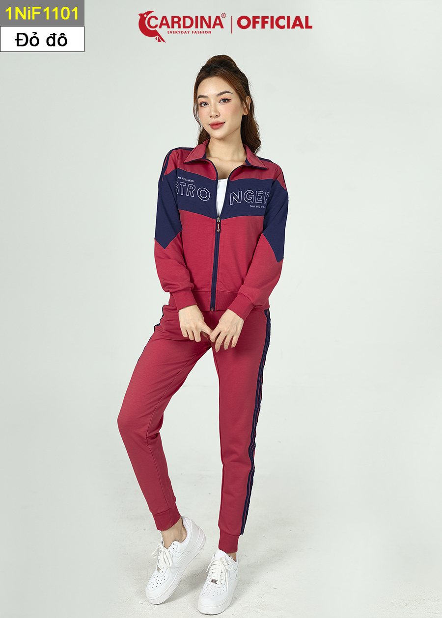 Đồ bộ nỉ nữ CARDINA chất cotton da cá cao cấp có khóa kéo 1NiF11